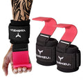 Weight Lifting Hooks, Padded Weight Lifting Straps Wrist Straps for Men and Women, Premium Deadlift Straps for Weightlifting and Powerlifting, Weight Lifting Gloves for Pull Ups - color: Pink