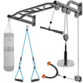 SELEWARE 48'' Heavy Duty Wall Mount Pull Up Bar with Cable Pulley System | Multi-function Chin up Bar with Cable Pulleys LAT Pulldown Attachments Heavy Bag Hanger for Home/Garage Gym Strength Training - color: A. Black Pull Up Bar with Cable Pulley System