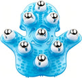Handheld Massage Ball for Muscle Back Neck Joint Foot Shoulder Leg Pain Relief - Palm Shaped Massage Tool with Roller Balls, Portable Design, Blue
