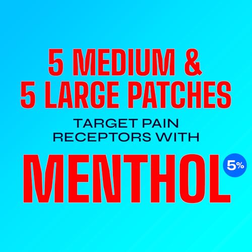 Icy Hot Original Pain Relief Patch Variety Pack, 5 Medium and 5 Large Comfortable Fabric Patches with Menthol 5%, Contrast Therapy for Backaches, Joints, Muscle Strains and Arthritis, 10 ct. - size: 10 Count