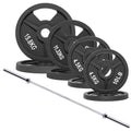 Signature Fitness 2-Inch Cast Iron Barbell Set, Including Multiple LBS Weight Plates and 6FT Barbell Set, Multiple - size: 160LB SET