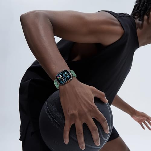 Ocean Silicone Sport Band - Compatible with Apple Watch Ultra 2/Ultra Bands 49mm 45mm 44mm for Men Women, Breathable Soft Waterproof Strap for iWatch Ultra 2, iWatch Ultra Series 10 46mm SE/9/8/7/6 - color: Ocean/Grass Green/Black