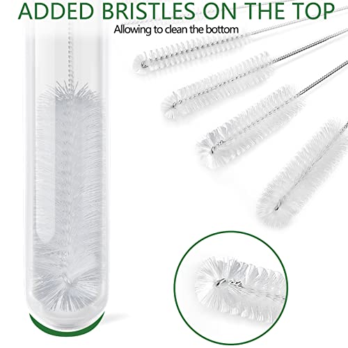 CiaraQ Bottle Cleaning Brushes, 8 Inch Nylon Tube Brush Set | White Cleaner for Narrow Neck Bottles Cups with Hook, Set of 13pcs, White - color: White, size: 8.0 Inch (13pcs)