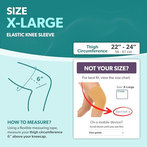BraceAbility Elastic Slip-on Knee Sleeve | Flexible Fabric Knee Pain Compression Bandage for Stretchy, Lightweight & Comfortable Support - size: X-Large