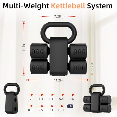 2-in-1 Adjustable Dumbbell Set, 4-Level Weights for Women | Convertible Dumbbell & Kettlebell, Adjustable 2.2-5.5lb Each, Quick-Change Button, Compact for Home Gym, Office & Outdoor - color: Black