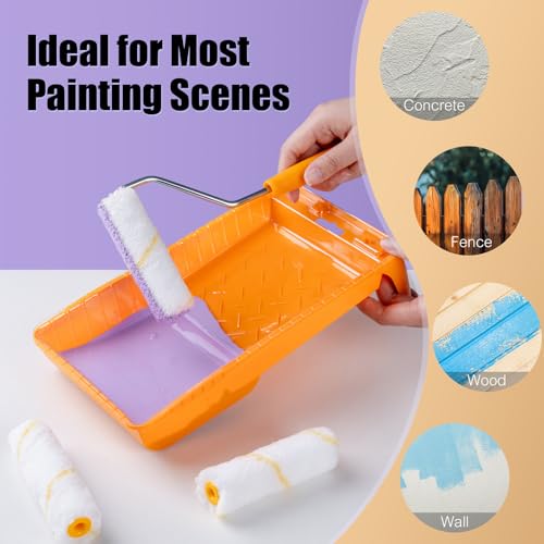 Mister Rui 40 Pieces 4-Inch Paint Roller Covers - 9mm Nap Microfiber Rollers for Walls, Cabinets, Trim, Compatible with All Paints and Stains, Reusable and Easy to Clean