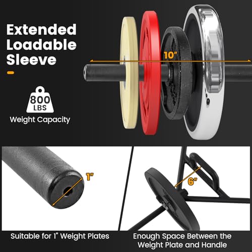 Goplus 56’’ Olympic Hex Bar, Chrome Finish Barbell Trap Bar with Flat or Raised Knurled Handles for Squats, Deadlifts, Shrugs, Strength Training Weight Lifting, 800LBS Weight Capacity - color: Black, fit 1’’ weight plates