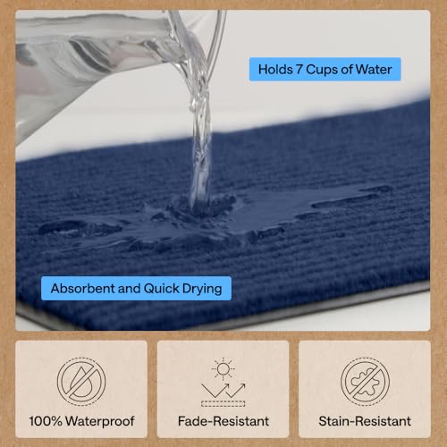 GORILLA GRIP Waterproof Traffic Guard Door Mat, 70x24, Indoor Outdoor Heavy Duty Entryway Mats, Strong Backing Commercial Utility Rugs for Office, Hallway, Garage, Patio, Low Profile Runner Rug, Blue - color: Blue, size: 70" X 24"