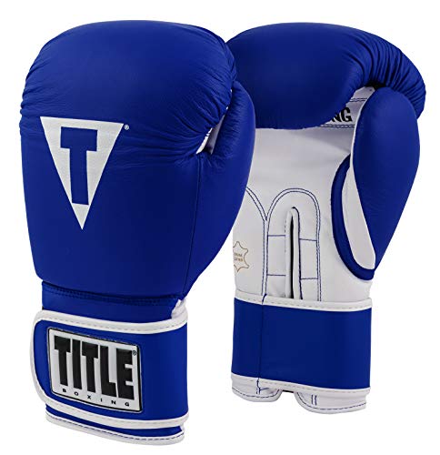 TITLE Boxing Pro Style Leather Training Gloves 3.0 - Boxing Gloves, Boxing Training Gloves, MMA Gloves, Oz Training Gloves, Kickboxing Gloves, Punching Bag Gloves, Sparring Gloves - color: Blue/White, size: 16 oz