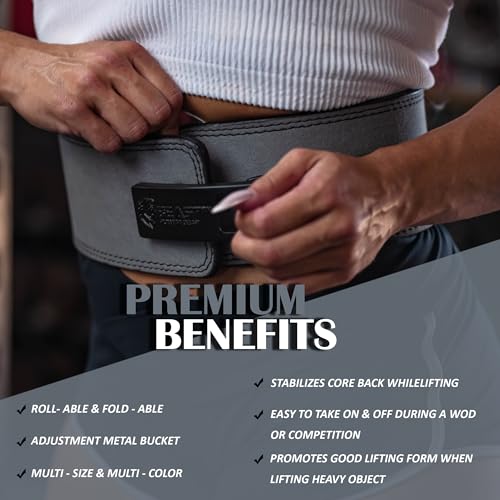 Beast Power Gear Weight Lifting Belt Lever Buckle 10MM 13MM Thick & 4 Inches Free Strap Weightlifting, Powerlifting, Deadlifts, Squats Men Women - color: Gray, size: X-Large