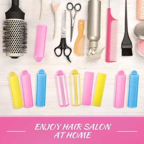 Syhood 43 Pcs Foam Sponge Hair Rollers Women 0.59 Inch Soft Sleeping Curlers Flexible Sponge Curler Tool and Rat Tail Comb for Hair Styling Hairdressing Overnight Curl and Volume(Pink Blue Yellow) - color: Pink Blue Yellow