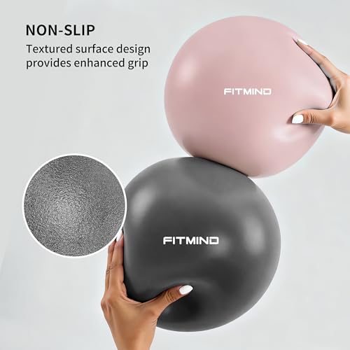FITMIND_Pilates Ball 10 Inch Anti-Burst Slip Resistant Mini Yoga Ball for Fitness, Core Training, Physical Therapy, Balance, Stability, Stretching 200kg 440lbs Capacity - color: Pink