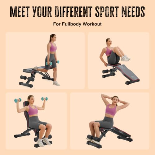 Multi-Function All in 1 Weight Bench Set - Multi-Positions Heavy Duty Weight Lifting Sit Up Bench Workout Benchs Folding Bench Press for Home Gym - color: Black