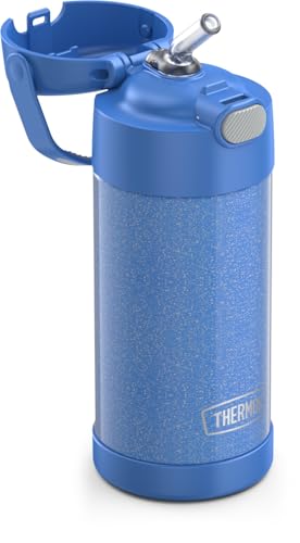 THERMOS FUNTAINER Water Bottle with Straw, 12oz, Glitter Periwinkle | Kids Stainless Steel Insulated Water Bottle, Keeps Drinks Cold Longer for School & Play, BPA-Free - color: Glitter Periwinkle, size: 12 Ounces