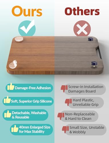 NiHome 16-Pack Non-Slip Cutting Board Feet, Self-Adhesive Silicone Pads | Washable & Reusable 1.6 Inch Oversized Design, No Screws Needed, Protects Countertops for Trays, Furniture & Chairs - size: 1.6 Inch