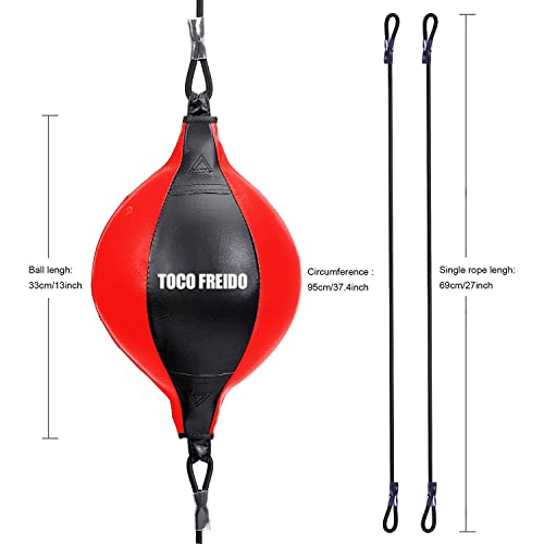 TOCO FREIDO Double End Punching Ball, Speed Bag with Difficulty Levels Boxing Reflex Ball with Headband, Perfect for Reaction, Agility, and Hand Eye Coordination Training - color: Red