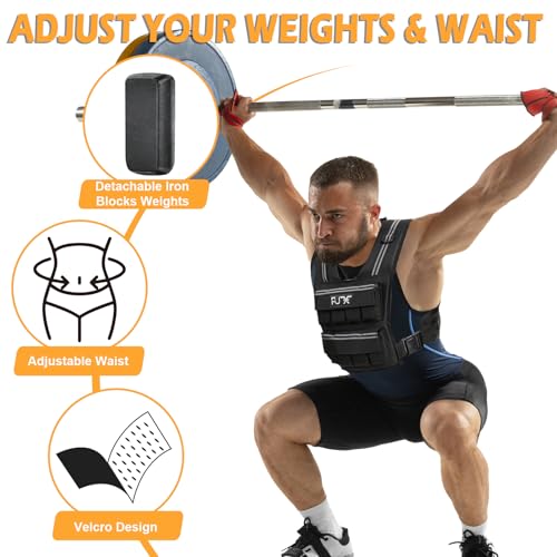 FUFF Adjustable Weighted Vest Men,20/30/40 LB Weight Vest for Strength Trainin, Workout Vest Woman with Removable Iron Weights for Walking, Rucking, Running, Exercise - size: 20 LB