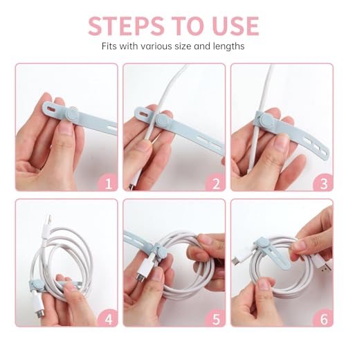 Oligei 25 Pcs Silicone Cable Ties, Cable Ties Reusable, High Elasticity Cord Wraps for Electrical Cords, Cord Organizer for Earphone, Phone Charger(Colorful) - color: 25p∣colorful