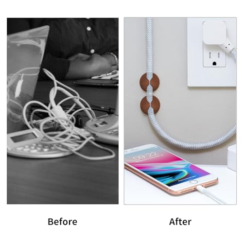 Flezoo Cord Holder Cable Clips, 12PCS Coffee Adhesive Cord Organizer Charger Holder Wire Management Keeper for Nightstand, Desk, Office or Mouse - color: Coffee