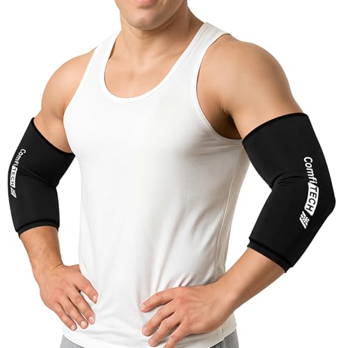 ComfiTECH Tennis Elbow Ice Pack Wraps, Flexible Arm Gel Cold Sleeve, L, 2P | Golfers Ice Arm Brace for Forearm & Calf Discomfort, Reusable Gel Cold Compression Sleeve for Pitchers, Arthritis & Muscle - size: Large