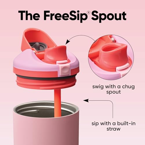 Owala FreeSip Tumbler Stainless Steel Water Bottle 40 oz Angel Food Cake | Triple-Layer Insulation | Leak-Proof Lid with Push-Button | Double Threaded Lid for Left and Right-Handed Drinking - color: Angel Food Cake, size: 40 Ounces