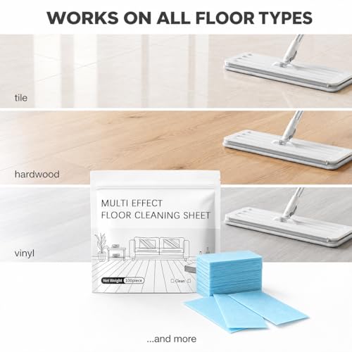 Multi-Surface Floor Cleaning Tablets, 100PCS Concentrated Floor Cleaner Tablets for Hardwood, Tile, Laminate & Vinyl Floors, Dissolvable Mop Cleaning Solution for Home & Kitchen Use