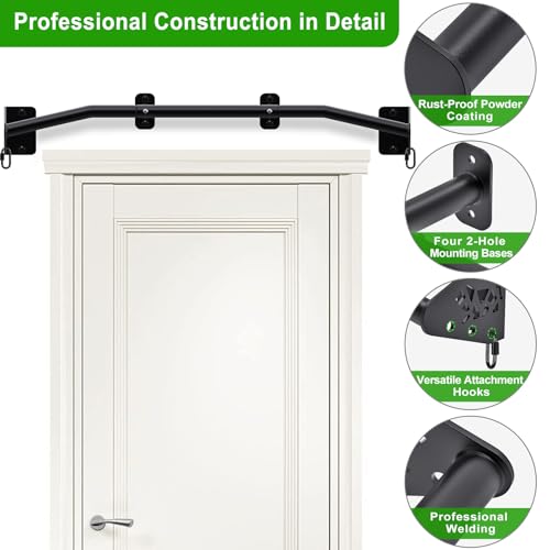 SELEWARE Heavy Duty Wall Mount Pull Up Bar, Joist Mount Chin Up Bar for Doorway, Sturdy Steel Construction, w/Resistance Band Hooks, Fits 32"/36" Wall Studs for Home Gym Strength Training - size: B: 36" x 1.3" Dia Grip