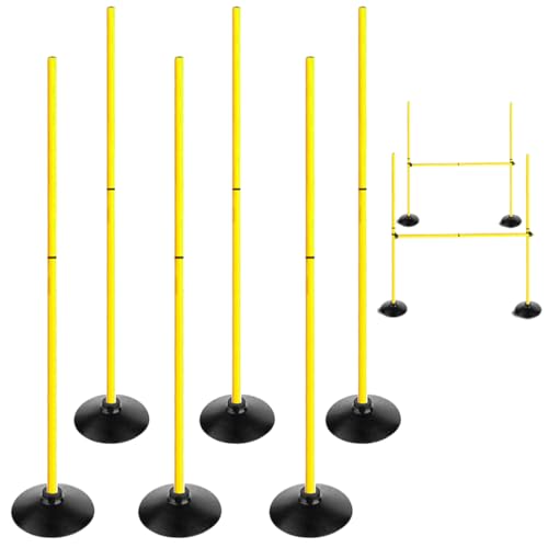 TNZMART Training Agility Poles Set Adjustable Soccer Training Poles Detachable Slalom Poles with Rubber Base - style: Pack of 6