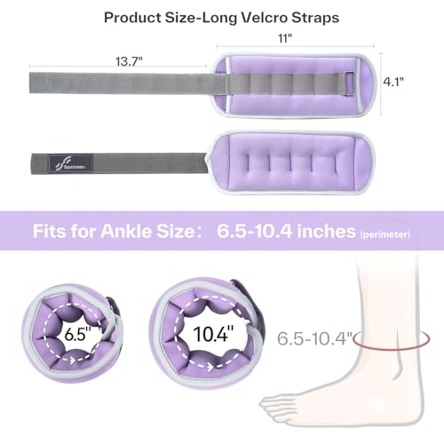 Sportneer Ankle Weights Wrist Weights Pair of 1/2/4/6/10 LBS for Men Women Kids Strength Training Wrist and Ankle Weights Set with Reflective Strips for Dancing Running Walking Fitness Workout Gym - color: Lavender, size: 1 lbs x 2
