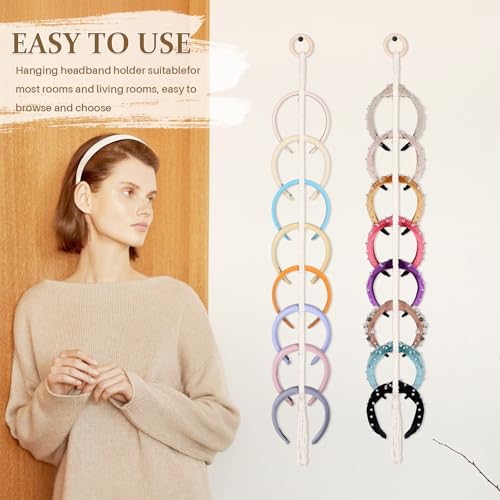 3 PCS Headband Holder Organizer for Girl,Hanging Hairband Storage for Women,Brown Hair Hoop Display Hair Accessories Organizer Bedroom College Dorm Decor (Boho1-3pcs) - color: Boho1-3pcs