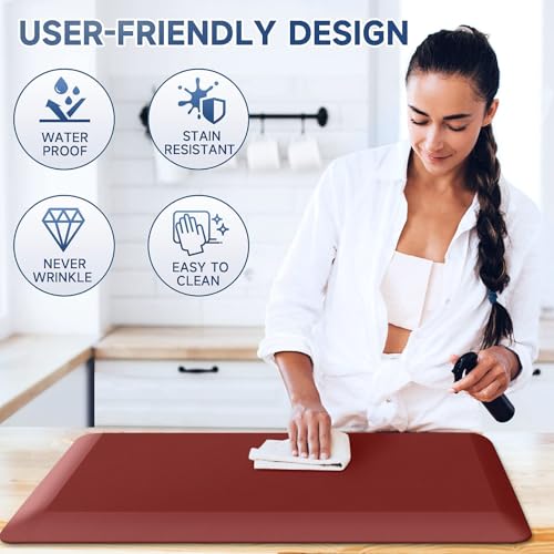 4/5 Inch Thick Kitchen Mats for Floor, StepRite Kitchen Rug for Standing Desk, Non-Slip, Thicker, Stain & Water Resistant, Comfort Anti Fatigue Floor Mat for Home, Kitchen, Office - Red,70 * 24'' - color: Red, size: 70"L x 24"W x 0.8"Th