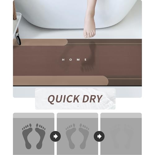 Housego Absorbent Bath Mat, Quick Dry Bath Rug, Non-Slip, 16.93x50, Brown | Absorbent Bath Mat Magic Rug; Quick Drying Magic Bath Mat Non-Slip Floor Rug Rubber Backed for Bathroom Kitchen Shower Sink - color: Brown, size: 1'5" x 4'2" (Rectangular)
