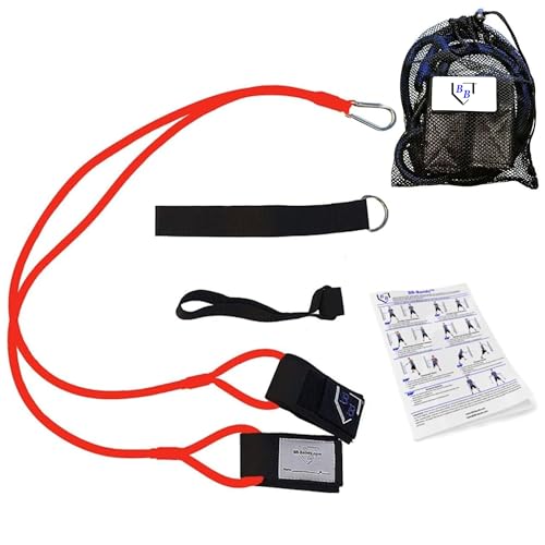 BB Bands Baseball Softball Resistance Training Bands - Arm Strength, Pitching Conditioning Equipment, 3 Strengths (Youth, Adult, Heavy), 7 Colors, Includes Anchor Strap, Door Mount, Bag, Workout Guide - color: Red, size: Adult