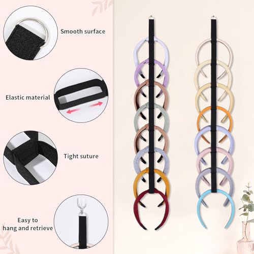 3 PCS Headband Holder Organizer for Girl,Hanging Hairband Storage for Women,Black Hair Hoop Display Hair Accessories Organizer Bedroom College Dorm Decor - color: Black-3pcs