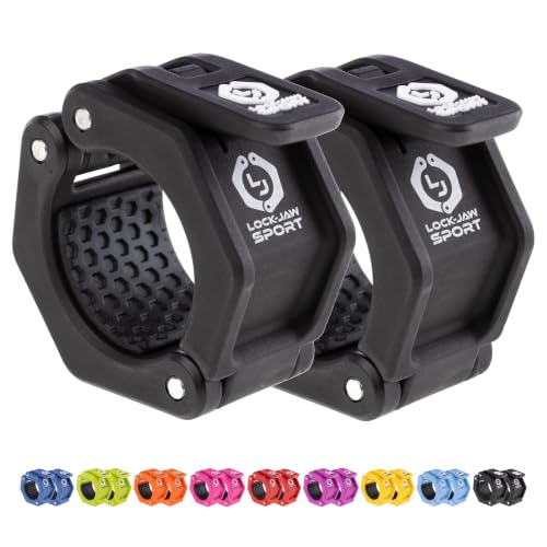 Lock-Jaw Barbell Collars Sport Olympic Barbell Clamps 2 Pcs – Heavy Duty Bar Clamps for 2” & 50mm Olympic Bars – Secure Weight Bar Clamps for Strength Training & Home Gym Accessories – Black - color: Black