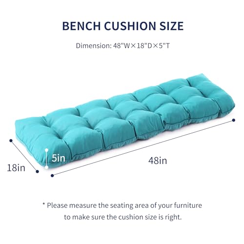IPYNBAP Outdoor Bench Cushion, 48x18x5 Inch, Water-Resistant Bench Cushion for Outdoor/Indoor Furniture, Patio Bench Seat Cushion, Fade Resistant Outdoor Cushions for Porch Swing Couch, Teal Blue - color: Teal Blue, size: 48x18x5 Inch
