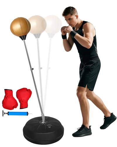 Fitness Reflex Bag, Speed Ball Stand Punching Bag with Gloves, Boxing Bag for Adults and Teens, 59IN Great MMA Training - color: Gold