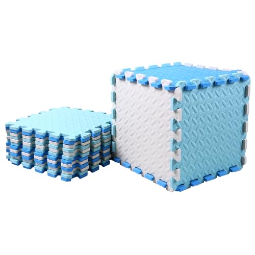 Foam Play Mat for Baby, 0.4 Inch Thick Foam Interlocking Floor Mats, Soft Non-Toxic Baby Playmat, Solid Colored Puzzle Play Mat Kids Floor Mats for Toddler, 16 Tiles(White/Light Blue/Blue) - color: White/Light Blue/Blue, size: 16 Pcs/47.2*47.2