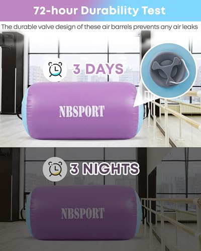 Air Barrel - Air Roller Gymnastics Barrel for Back Handspring Trainer, Air Tumble Mat with Pump for Gym Training/Yoga Balance Exercise/Cheerleading/Home and Outdoor Use - color: Purple + Blue, size: 39.4x23.6inch