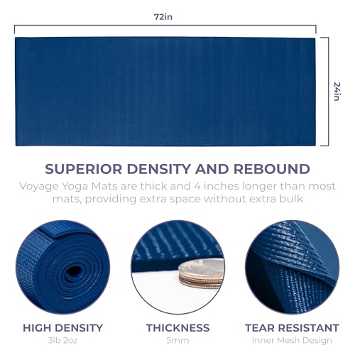 Voyage 5mm Studio Yoga Mats, 6 Pack, 72x24in - color: Dark Blue