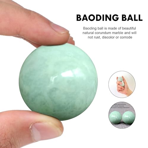Traditional Chinese Baoding Balls, Marble Health Exercise Stress Relief Balls with an Upgraded Shockproof Imitation Wood Box, Green, 2-Piece Set, Medium-1.57" - color: Green, size: Medium-1.57"