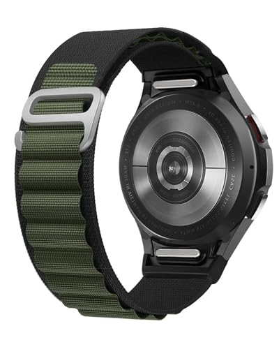 One Click Alpine Loop Bands Compatible with Samsung Galaxy Watch 7 Band/Galaxy Watch 6 4 5 FE Band 40mm 44mm/Watch 6 4 Classic 47mm 43mm 42mm 46mm/5 Pro 45mm, 20mm No Gap Nylon Sport Strap for Men - color: 5#Black Green