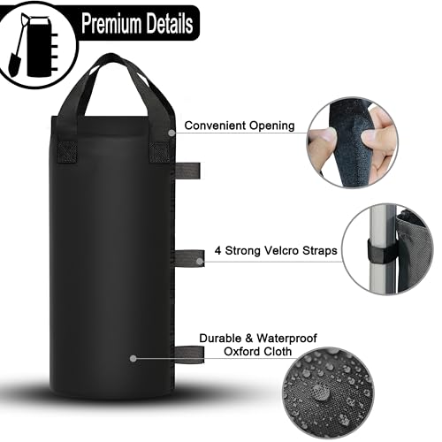 Canopy Weights Sand Bags for Weight Windproof Pop up Canopy Tent -(No Sand)-4 Pack-125LBS - color: Black(4 Pack)