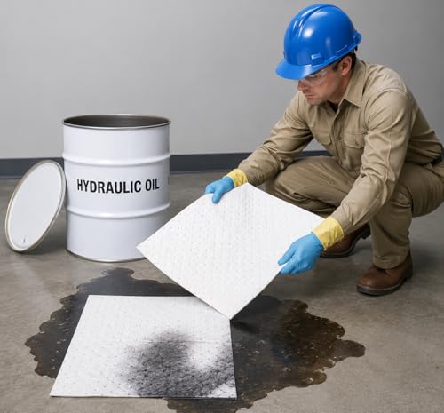 ATERET Heavy Weight Oil Only Absorbent Pad, 100 Absorbing Pad, 16 x 18 inch, USA Made - color: White, size: Heavy Weight -100c