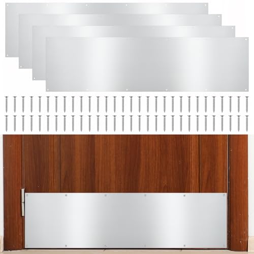 Tatuo 4 Pcs 34 x 8 Inch Door Kick Plates for Exterior Interior Bulk Doors Protection Decor Rectangular Aluminum Door Push Plate with Satin Finish (Sliver Gray) - color: Sliver Gray, size: 34 x 8 Inch