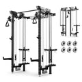 Mikolo Folding Squat Rack, Wall Mounted Power Rack with Cable Crossover Machine & LAT Pull Down, Functional Trainer with 5 Adjustable Function Modes, Home Gym Package - color: Black, size: WR02 Pro-Forge (Rack Only)