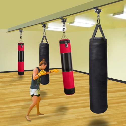 SELEWARE Heavy Duty Punching Bag Hanger and Beam Clamp for Boxing, Muay Thai, MMA - color: B. Beam Clamp with Swivel & Carabiner (2 Pack)