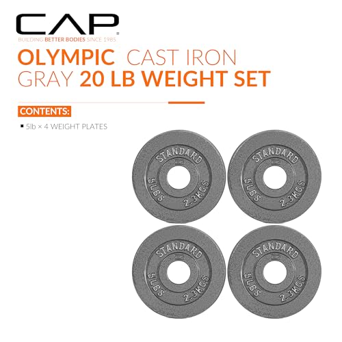CAP Barbell 2-Inch Olympic Weight Plate | Multiple Options - size: 5 lb - Set of 4, style: Classic - Grey