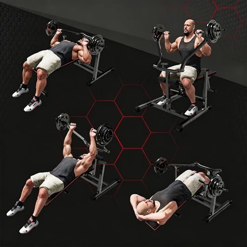 Chest Bench Press Machine, Home Gym Workout Bench Equipment with Independent Converging Arms, Adjustable Flat Incline Bench for Chest, AB Workouts, Shoulder