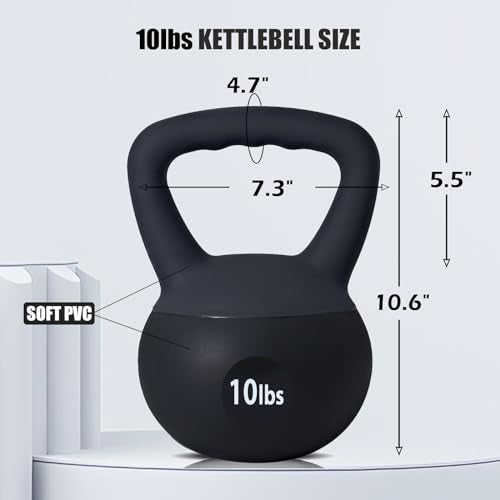 sogesfurniture Soft Kettlebells,Safe Strength Training Kettlebells,Iron Sand Filled Weights Strength Training Kettlebells,Fitness Soft Kettlebells for Women Men Children - color: 10LBS-Black&Grey